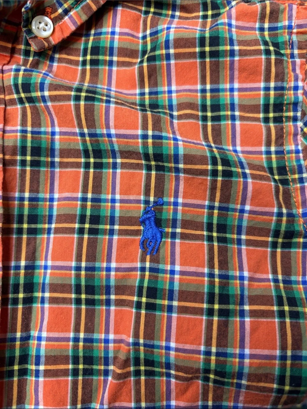 Toddler Ralph Lauren Orange Plaid Button-Down Shirt Size 4T